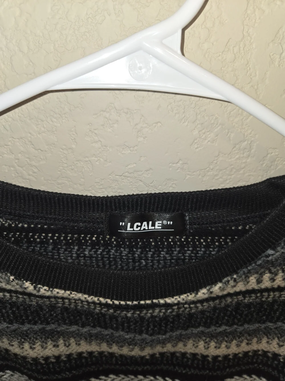 LCALE Striped Knit Crewneck Sweater - Black & Gray